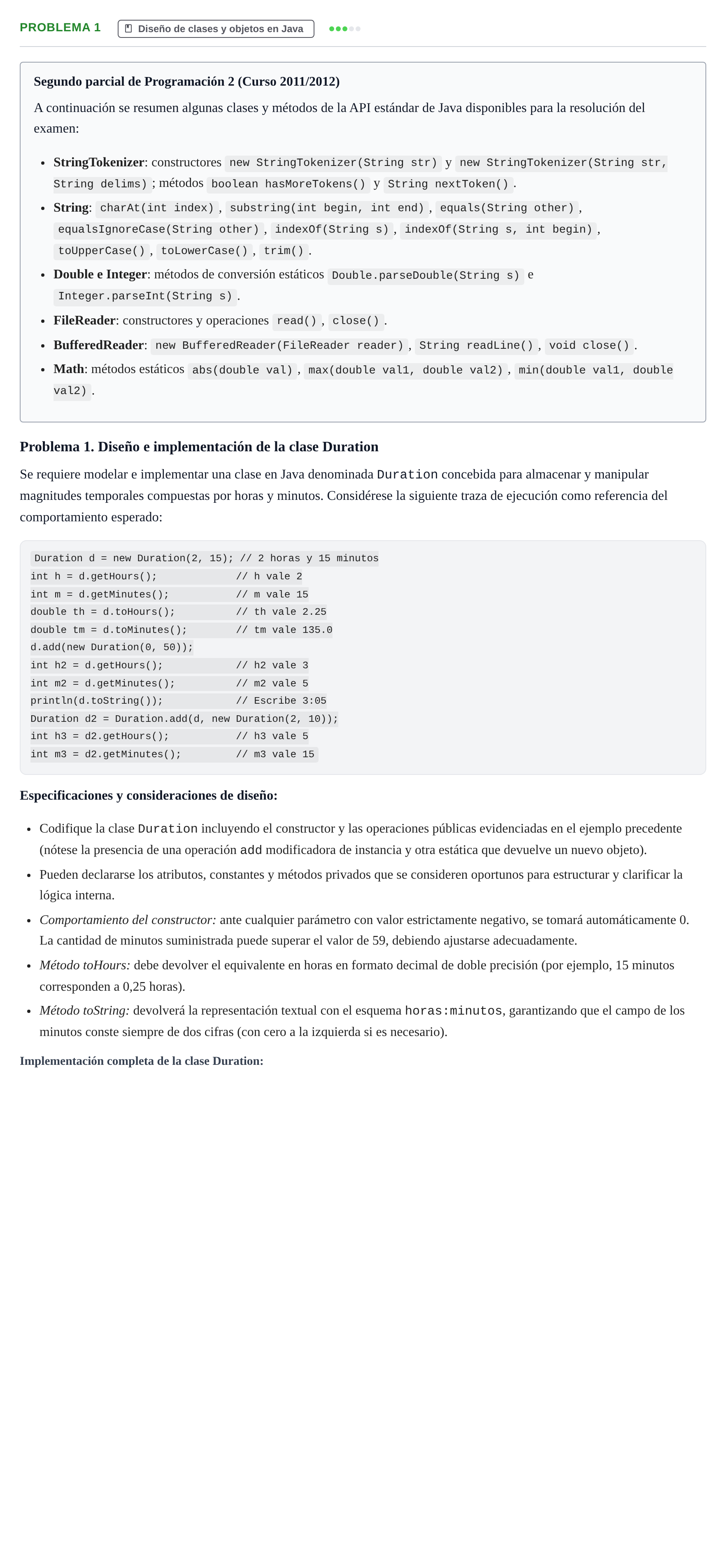 Enunciado: Problema 1 · Programació II UDL 2011