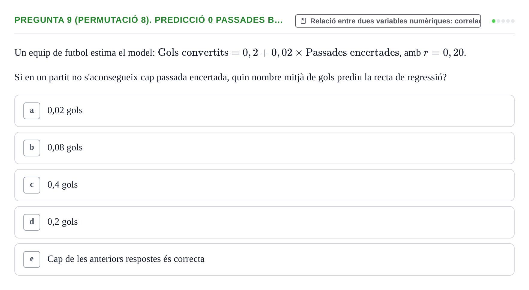 Enunciado: Pregunta 9 (Permutació 8). Predicció 0 passades b… · Anàlisi de Dades UPF Test en classe 3