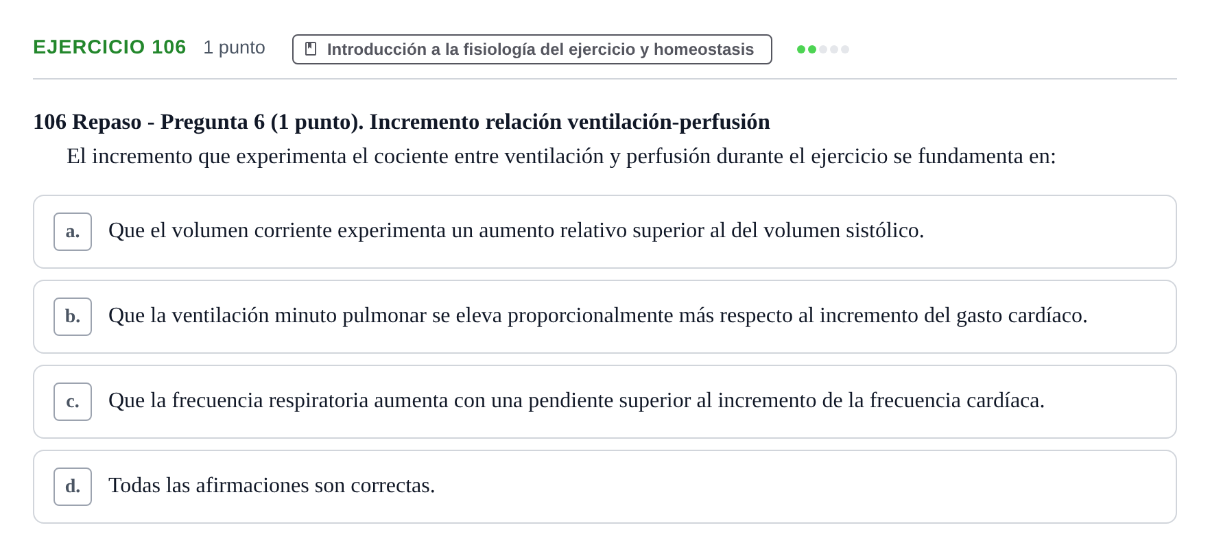 Enunciado: Problema 106 · Fisiología del Ejercicio I UPF Evaluaciones continuas de Fisiología del Ejercicio I (Bloques 1 y 2)