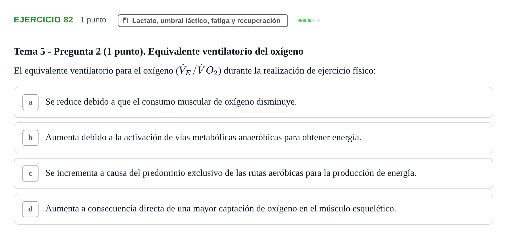 Enunciado: Problema 82 · Fisiología del Ejercicio I UPF Evaluaciones continuas de Fisiología del Ejercicio I (Bloques 1 y 2)