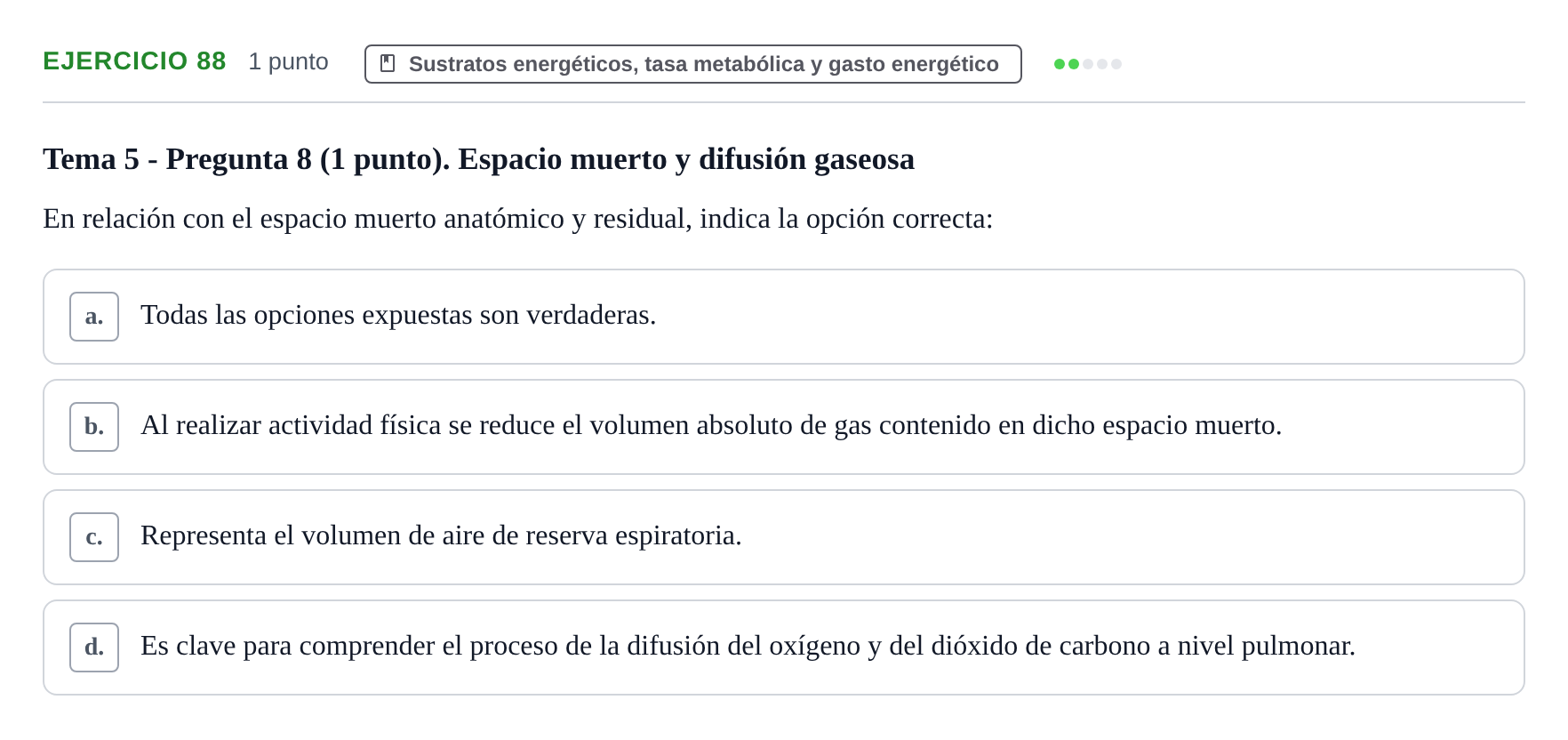 Enunciado: Problema 88 · Fisiología del Ejercicio I UPF Evaluaciones continuas de Fisiología del Ejercicio I (Bloques 1 y 2)