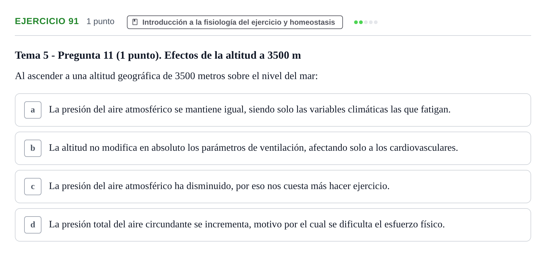 Enunciado: Problema 91 · Fisiología del Ejercicio I UPF Evaluaciones continuas de Fisiología del Ejercicio I (Bloques 1 y 2)