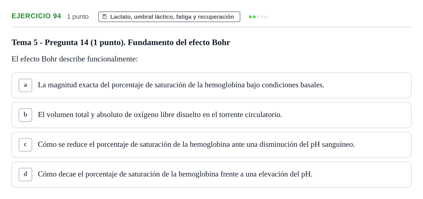 Enunciado: Problema 94 · Fisiología del Ejercicio I UPF Evaluaciones continuas de Fisiología del Ejercicio I (Bloques 1 y 2)