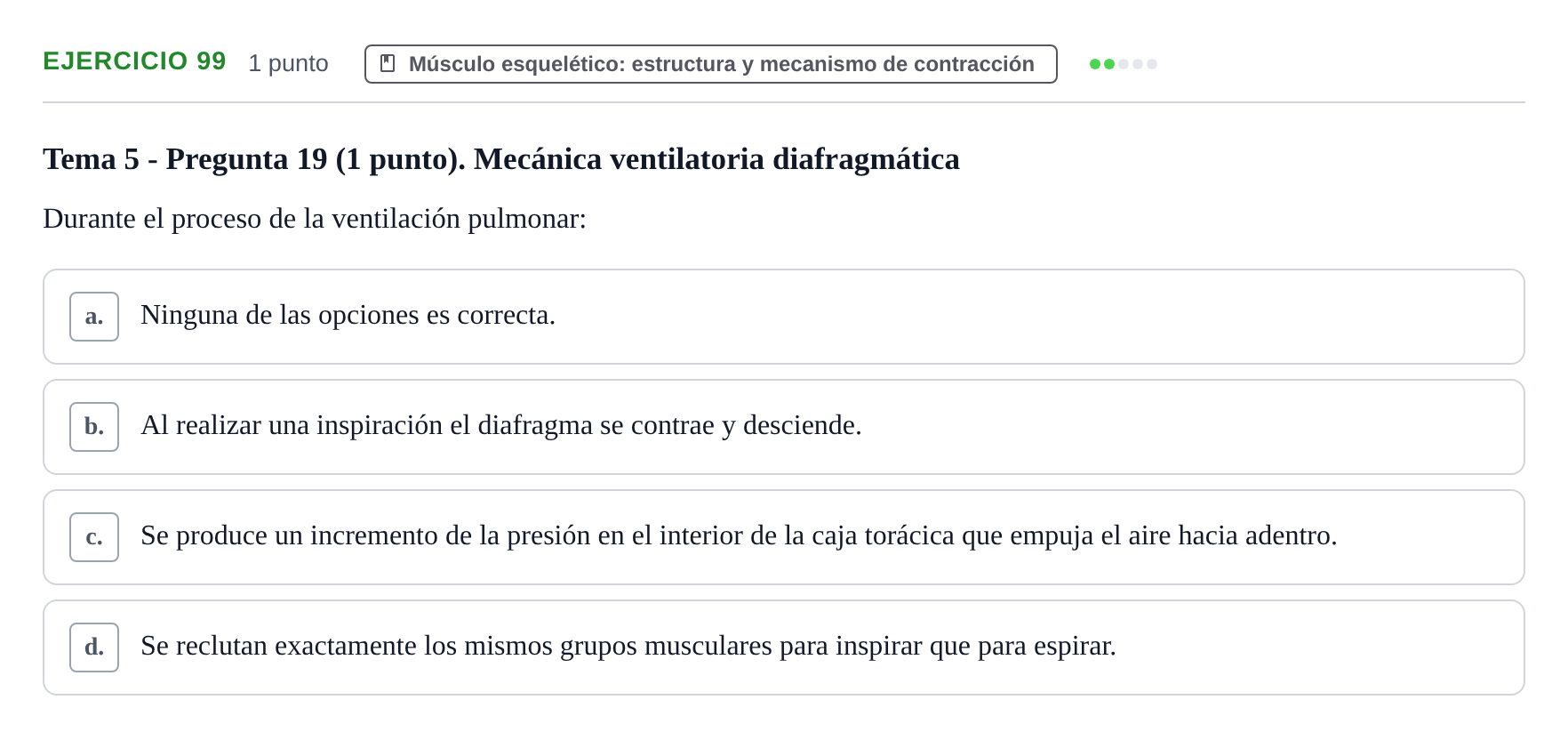 Enunciado: Problema 99 · Fisiología del Ejercicio I UPF Evaluaciones continuas de Fisiología del Ejercicio I (Bloques 1 y 2)