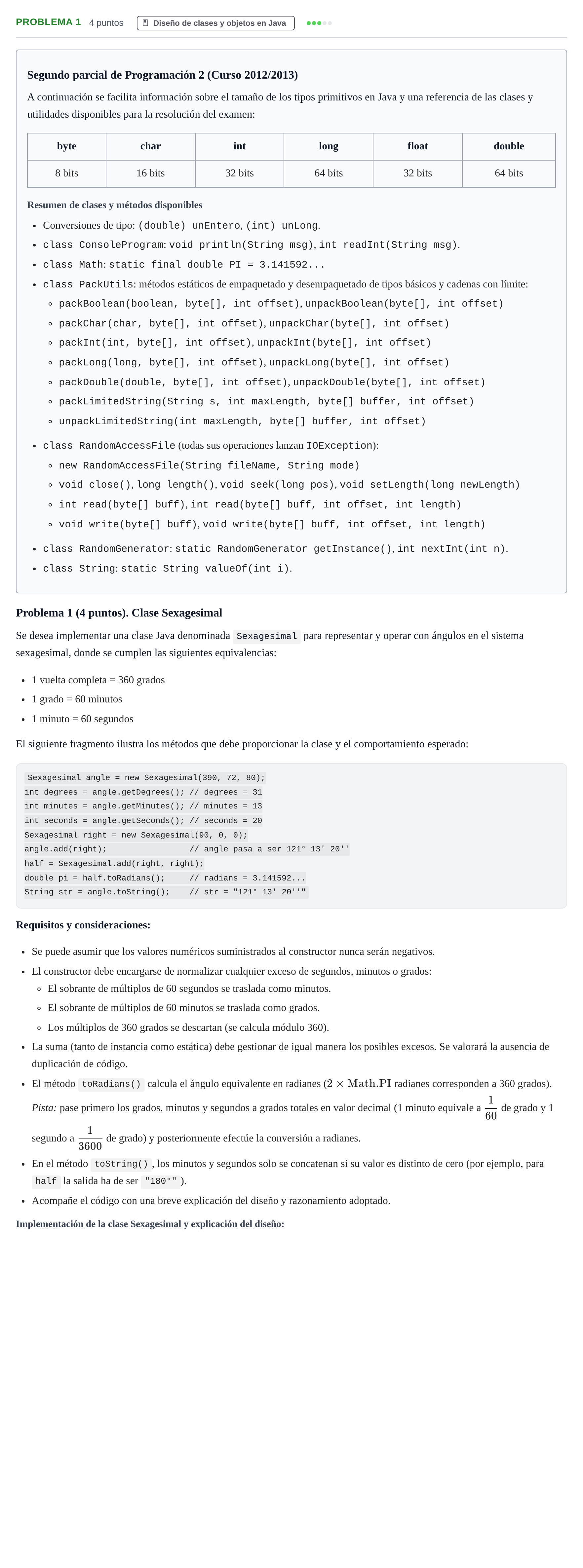 Enunciado: Problema 1 · Programació II UDL 2012