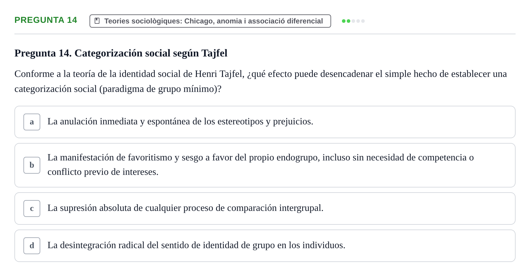 Enunciado: Pregunta 14
