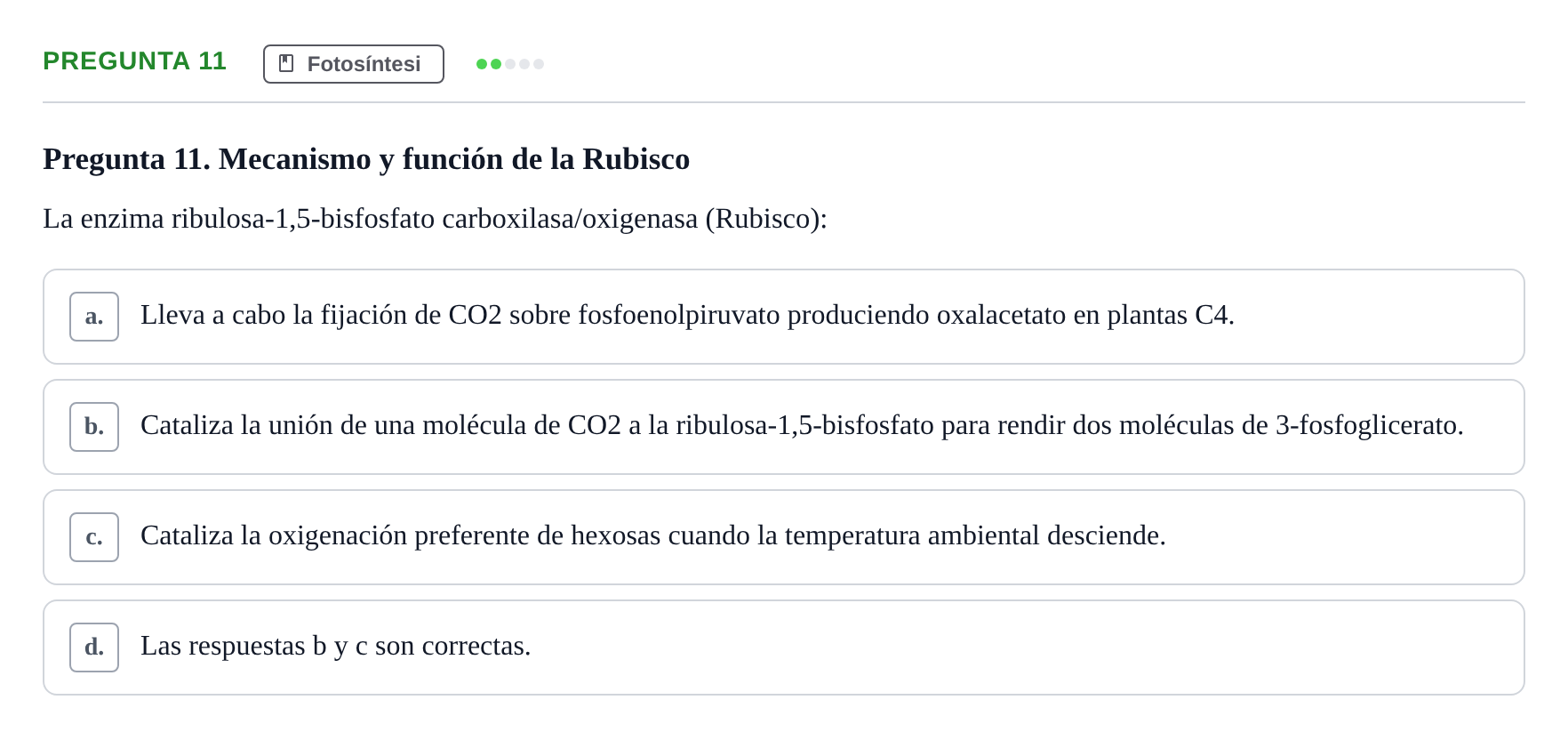 Enunciado: Pregunta 11 · Bioquímica UDL Examen de Bioquímica: Bloque 3