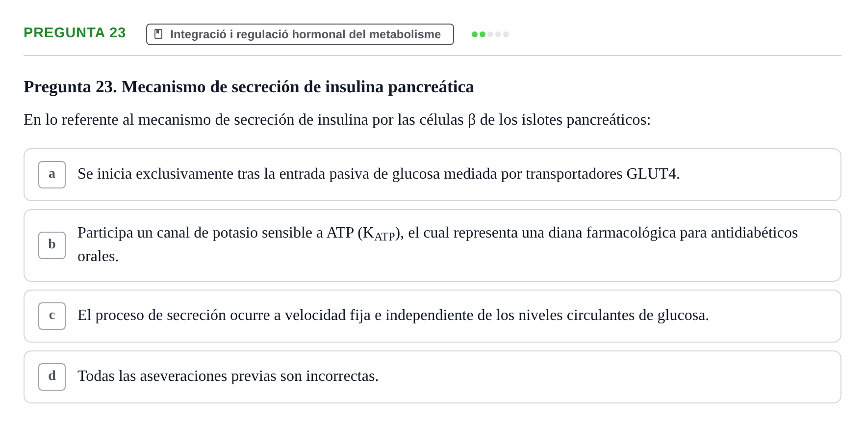 Enunciado: Pregunta 23 · Bioquímica UDL Examen de Bioquímica: Bloque 3