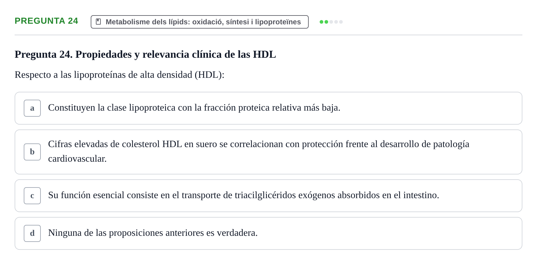 Enunciado: Pregunta 24 · Bioquímica UDL Examen de Bioquímica: Bloque 3