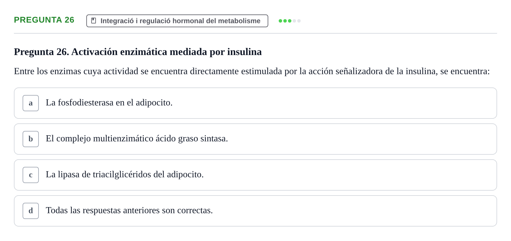 Enunciado: Pregunta 26 · Bioquímica UDL Examen de Bioquímica: Bloque 3