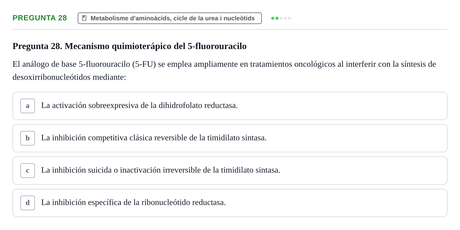 Enunciado: Pregunta 28 · Bioquímica UDL Examen de Bioquímica: Bloque 3