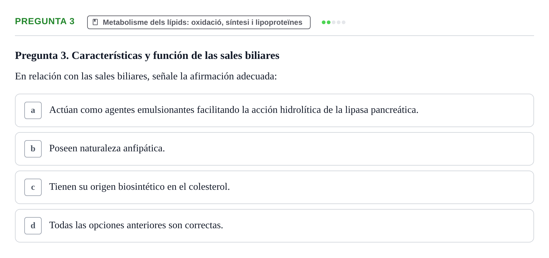 Enunciado: Pregunta 3 · Bioquímica UDL Examen de Bioquímica: Bloque 3