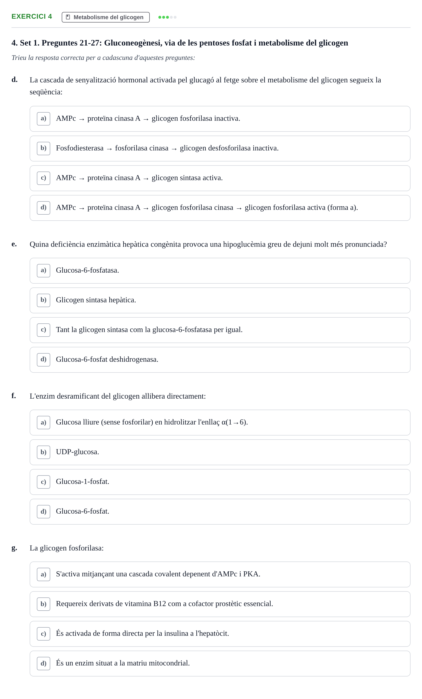 Enunciado: Ejercicio 4 - Metabolisme del glicogen · Bioquímica UDL Recopilatori d'Exàmens: Metabolisme i Bioenergètica