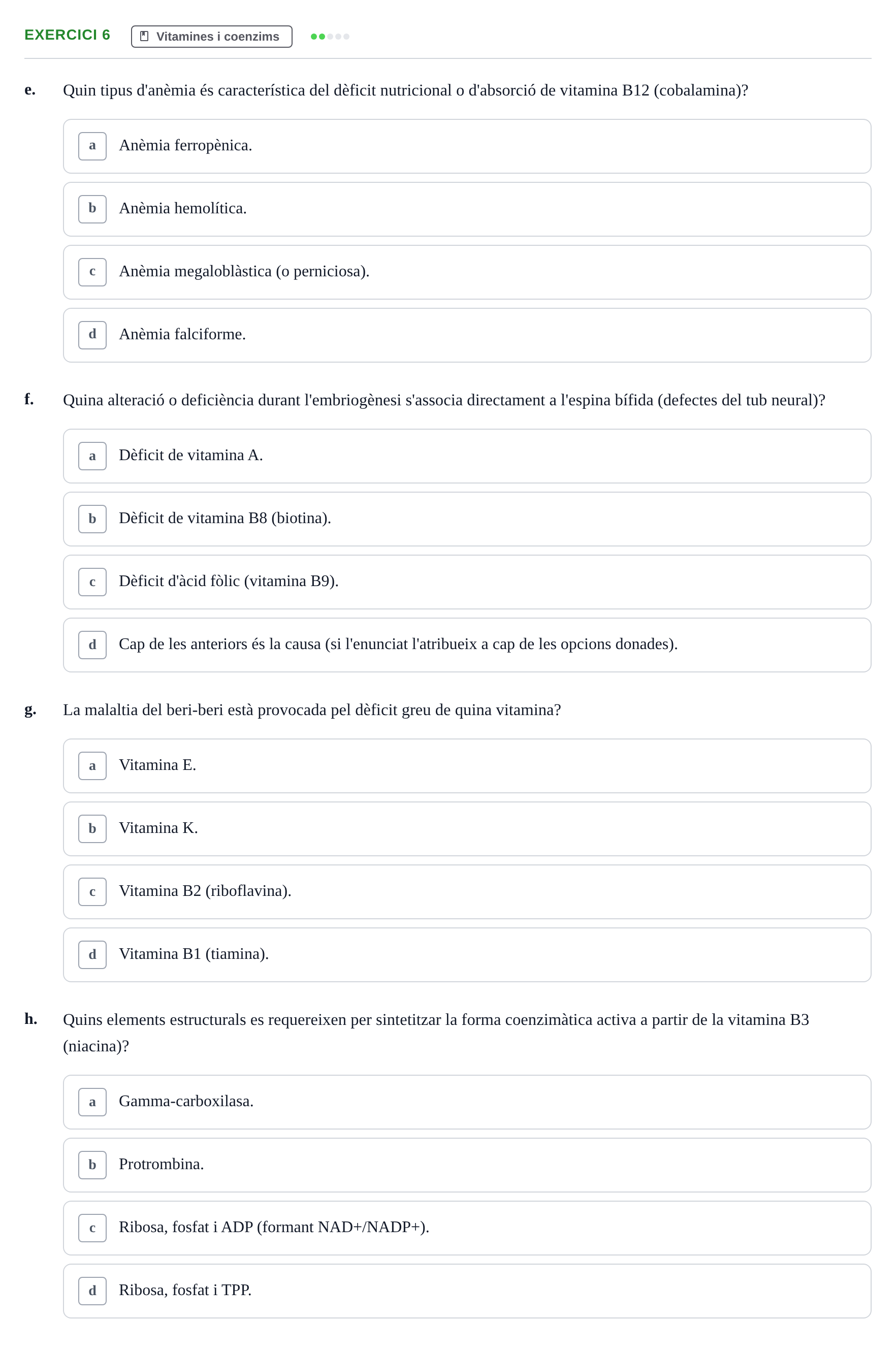 Enunciado: Ejercicio 6 - Vitamines i coenzims · Bioquímica UDL Recopilatori d'Exàmens: Metabolisme i Bioenergètica