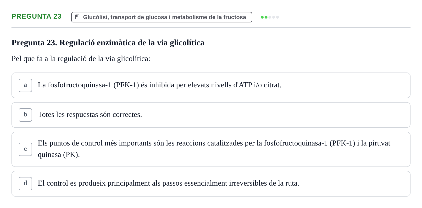 Enunciado: Pregunta 23 · Bioquímica UDL Exemples
