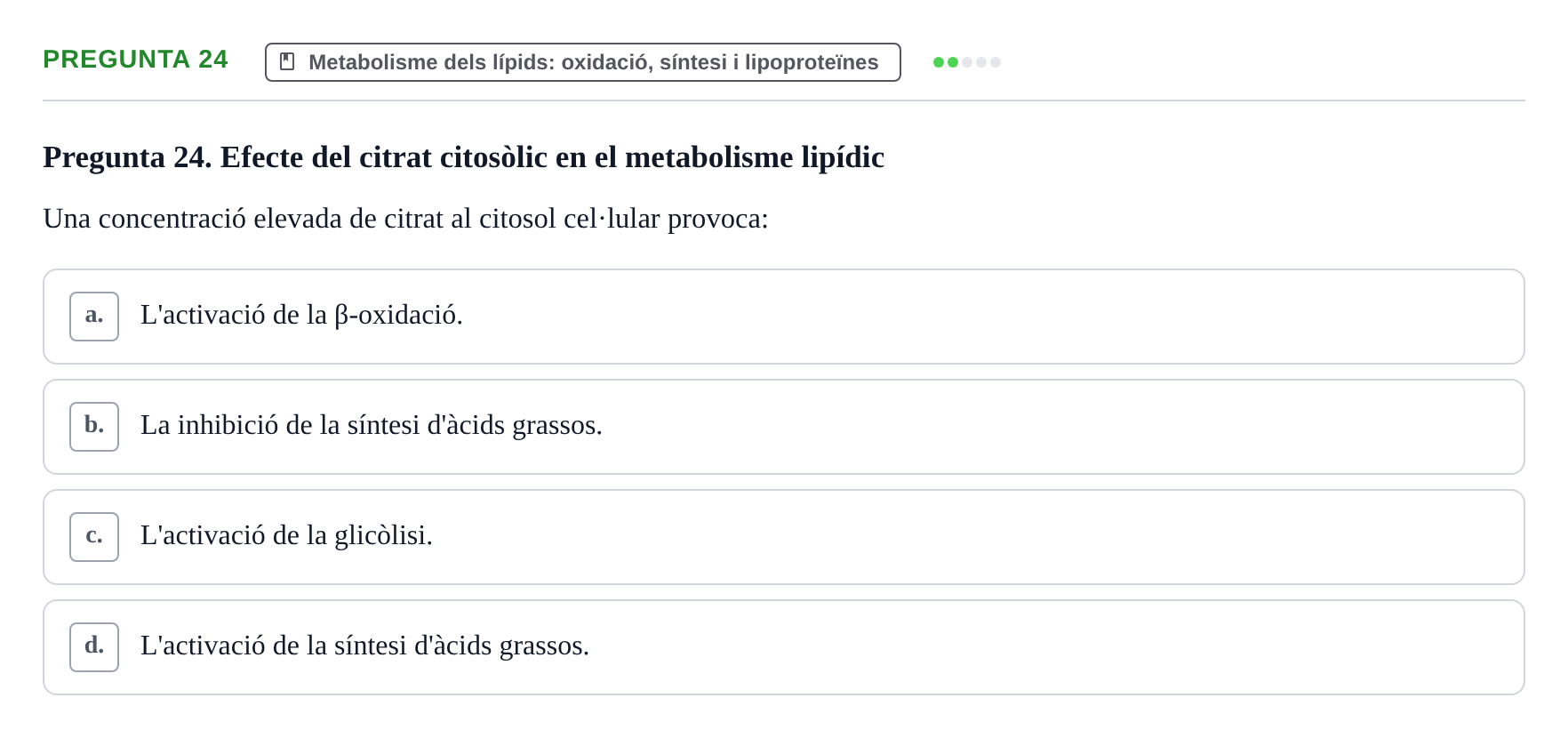 Enunciado: Pregunta 24 · Bioquímica UDL Exemples