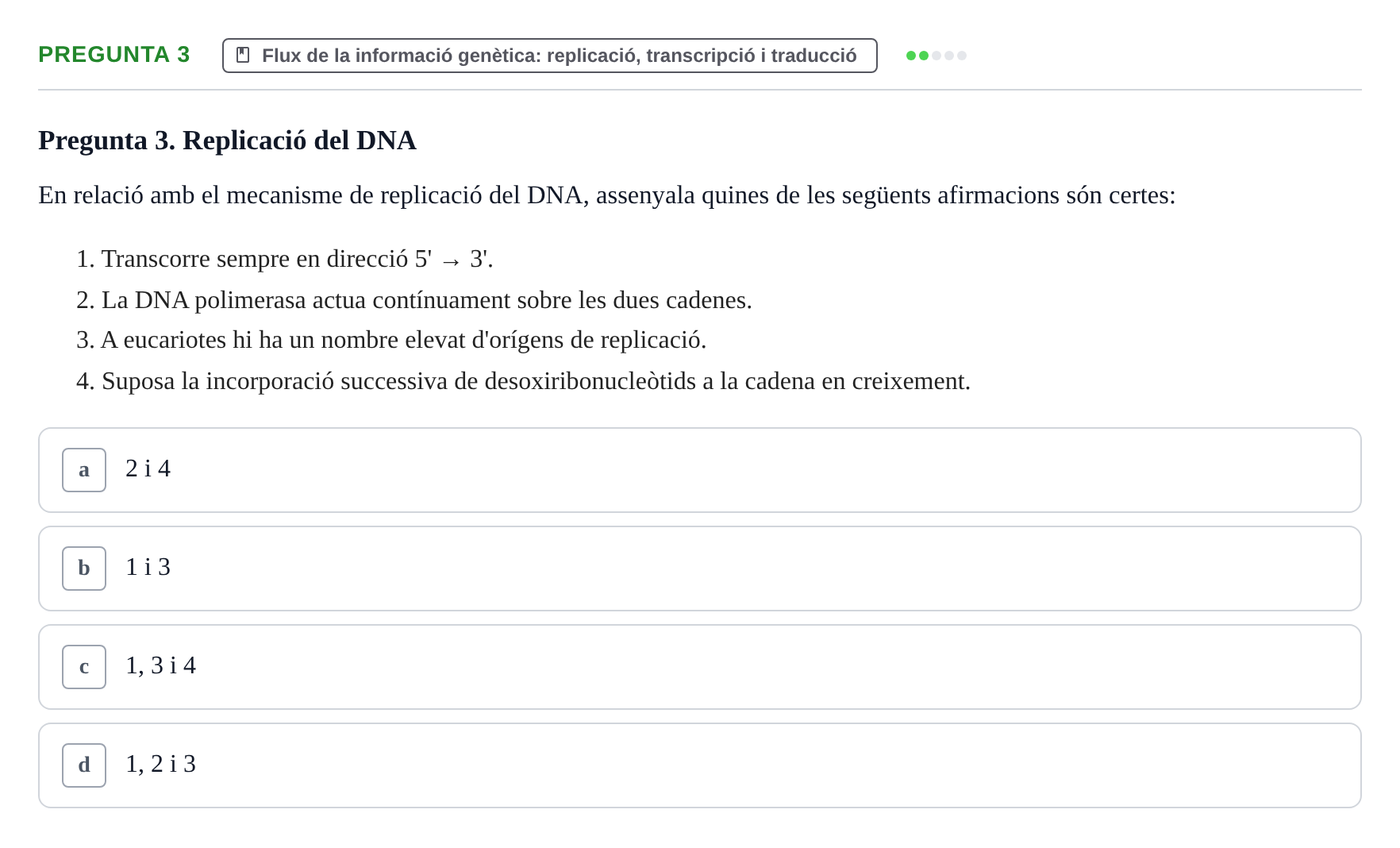 Enunciado: Pregunta 3 · Bioquímica UDL Exemples