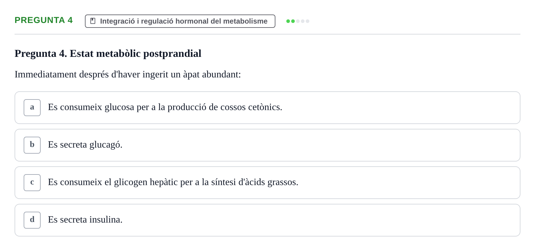 Enunciado: Pregunta 4 · Bioquímica UDL Exemples