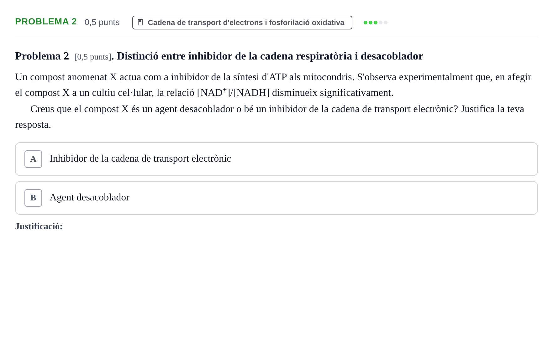 Enunciado: Problema 2 · Bioquímica UDL Exemples
