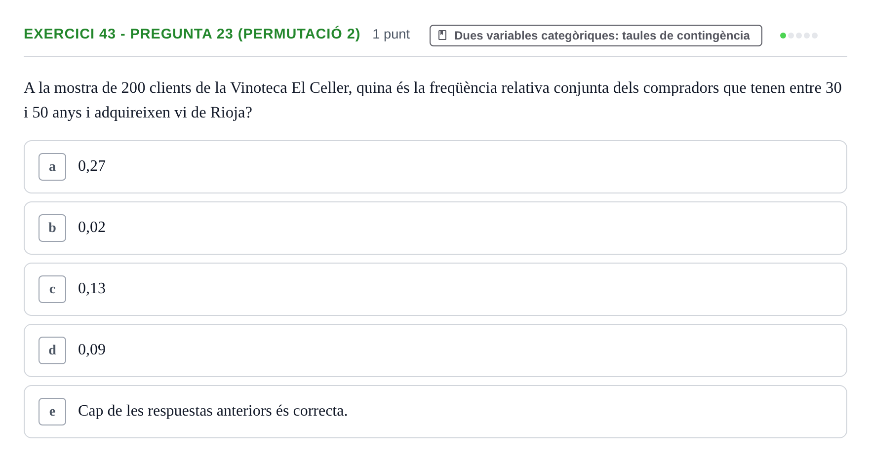 Enunciado: Ejercicio 43 - Pregunta 23 (Permutació 2) · Anàlisi de Dades UPF 2014