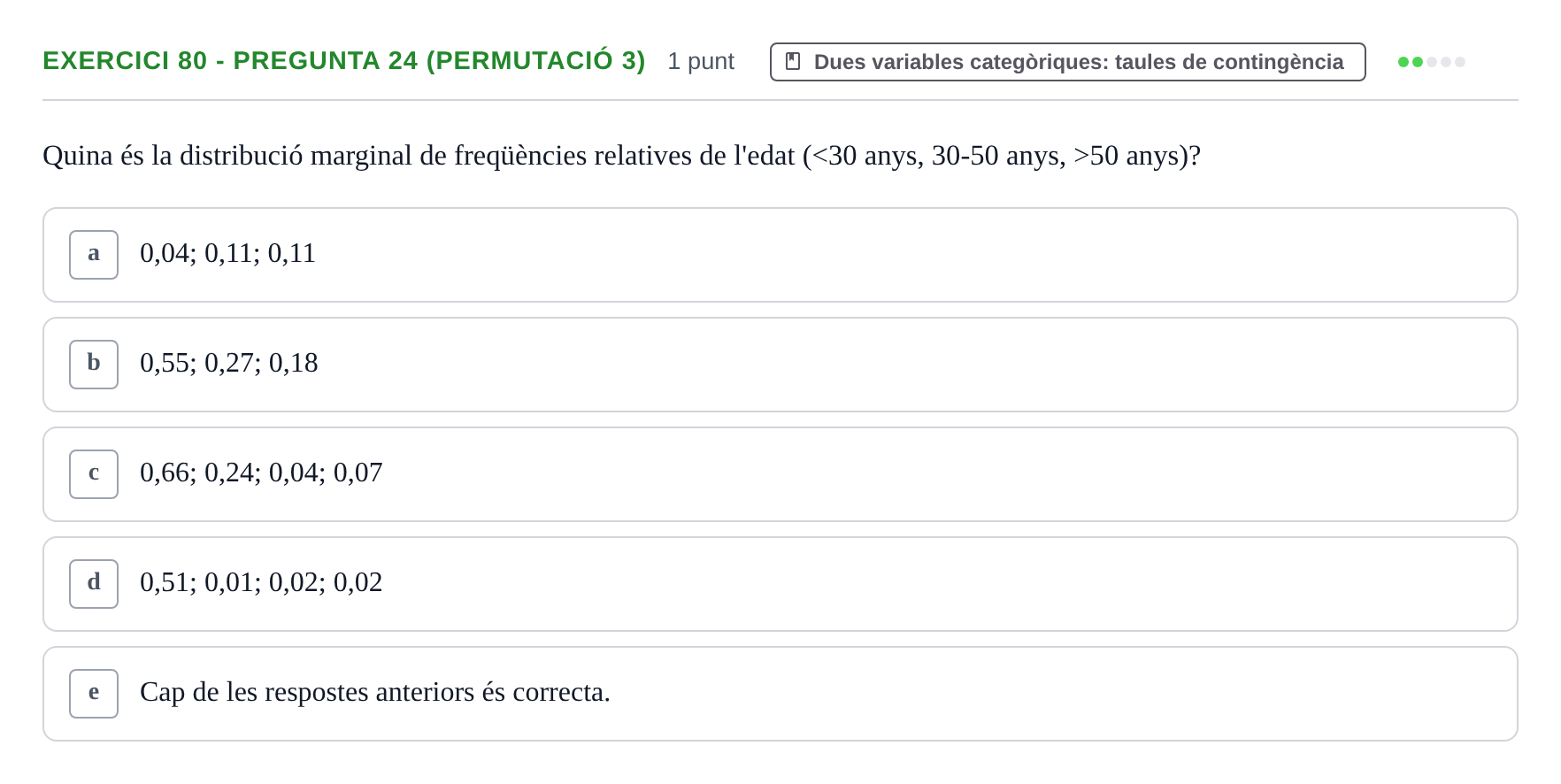 Enunciado: Ejercicio 80 - Pregunta 24 (Permutació 3) · Anàlisi de Dades UPF 2014