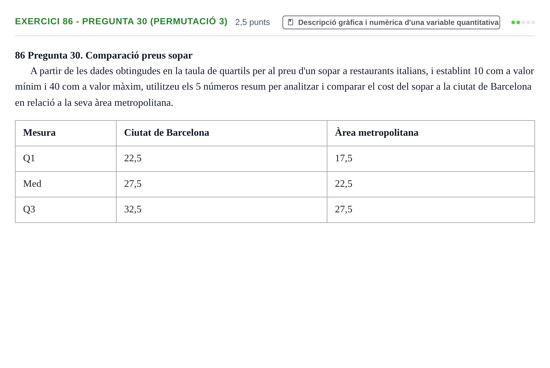 Enunciado: Ejercicio 86 - Pregunta 30 (Permutació 3) · Anàlisi de Dades UPF 2014