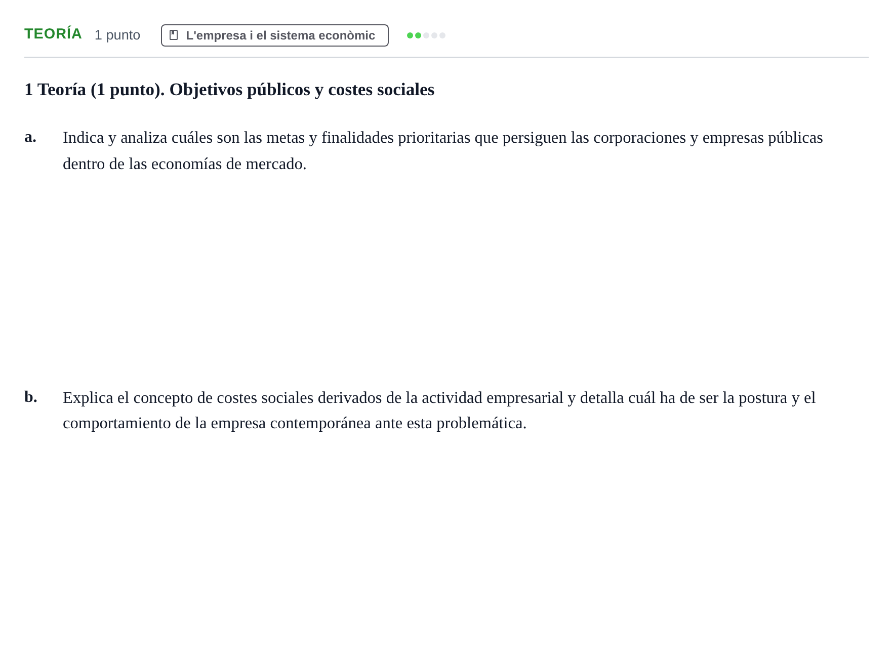 Enunciado: Ejercicio Teoría · Organització i Gestió d'Empreses UAB 2018