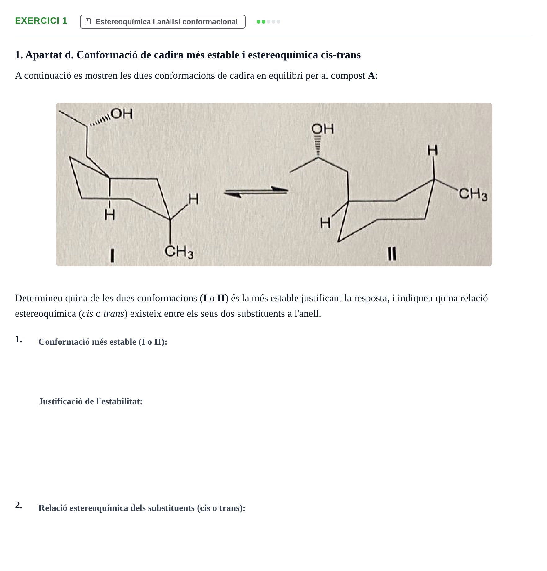 Enunciado: Problema 1 · Química General y Orgánica UDL Recull d'exàmens de Química Orgànica: Estereoquímica i Anàlisi Conformacional