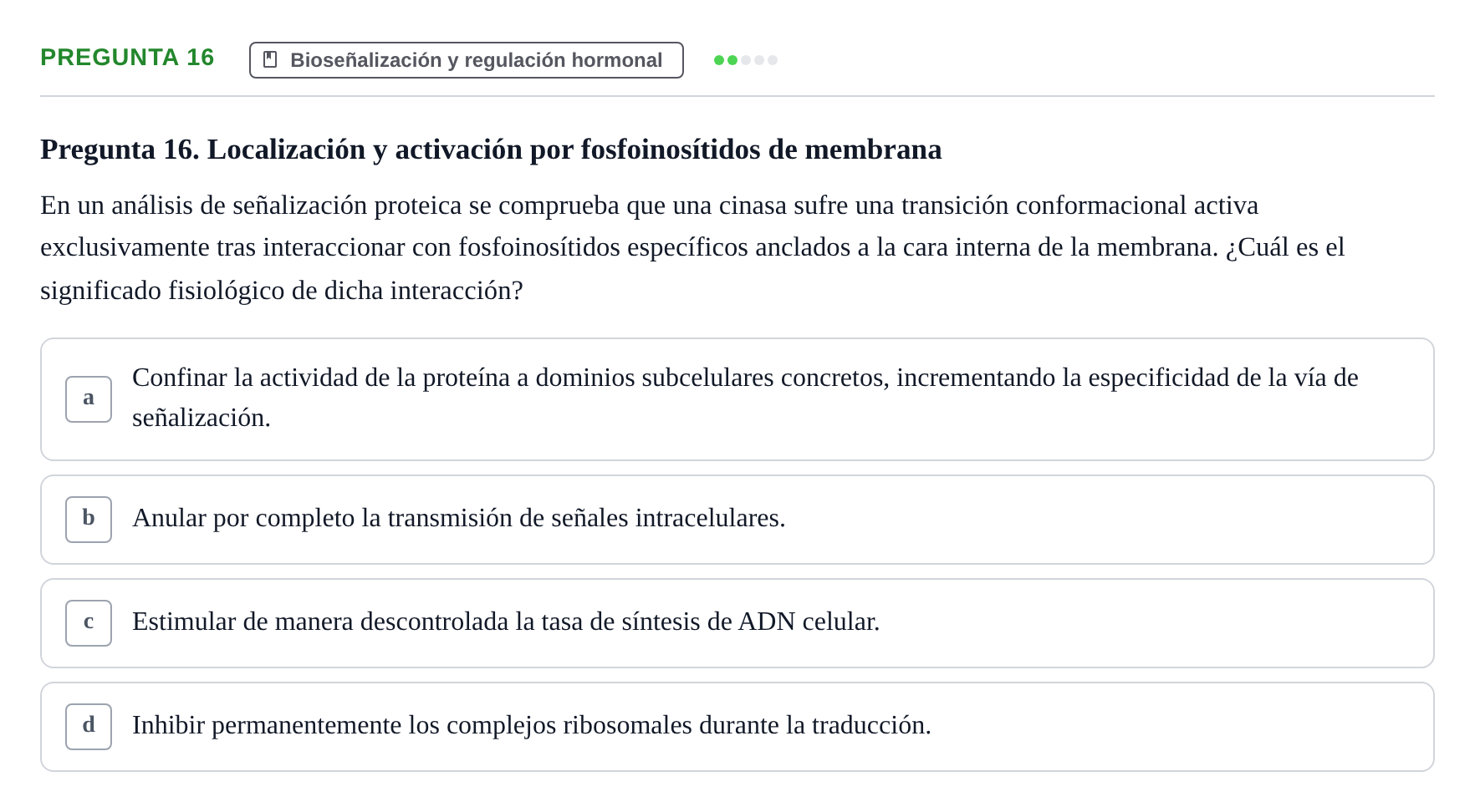 Enunciado: Pregunta 16