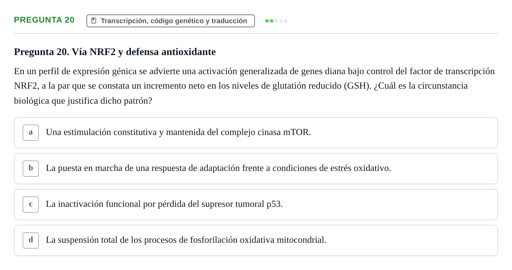 Enunciado: Pregunta 20