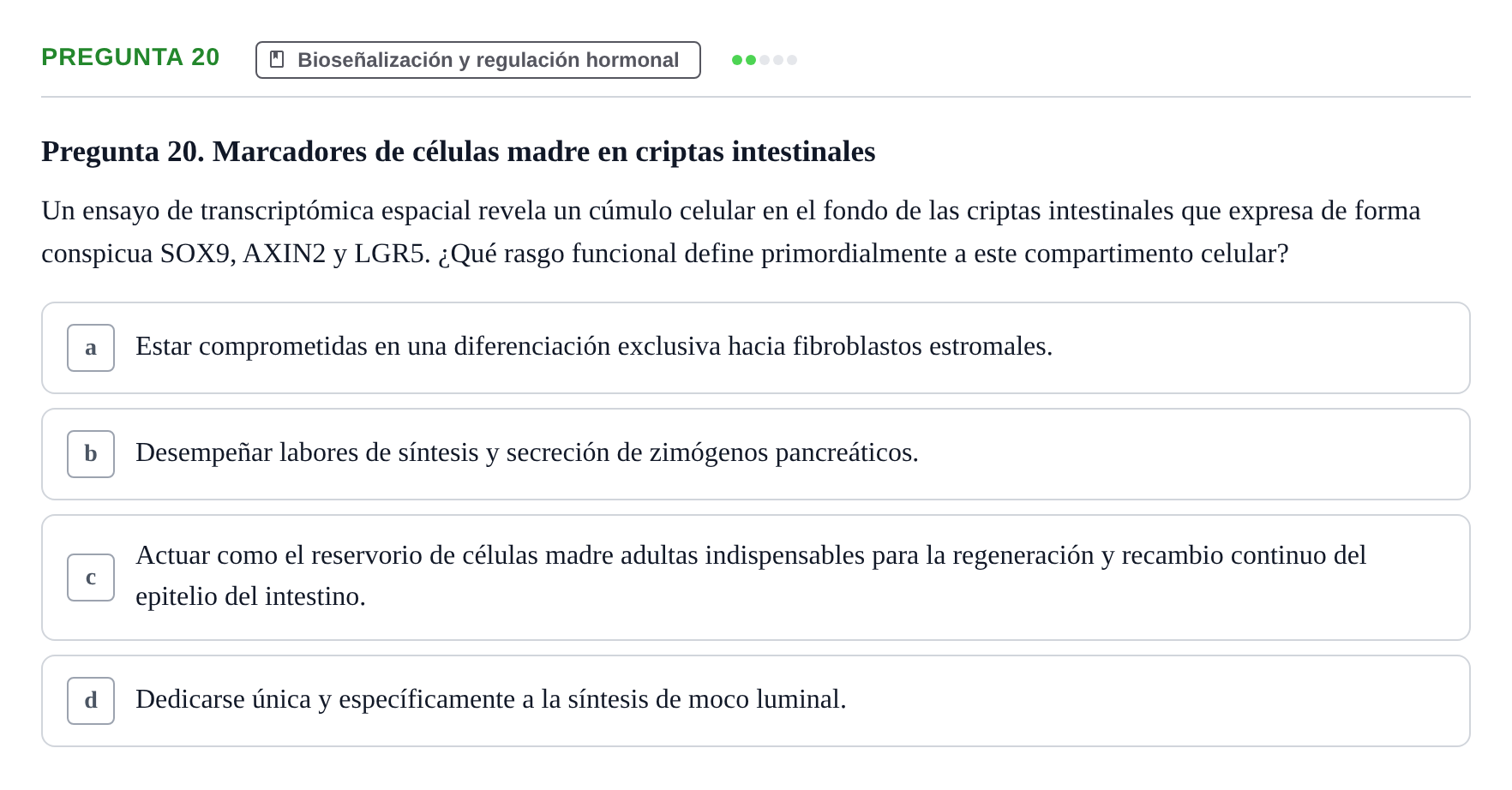 Enunciado: Pregunta 20