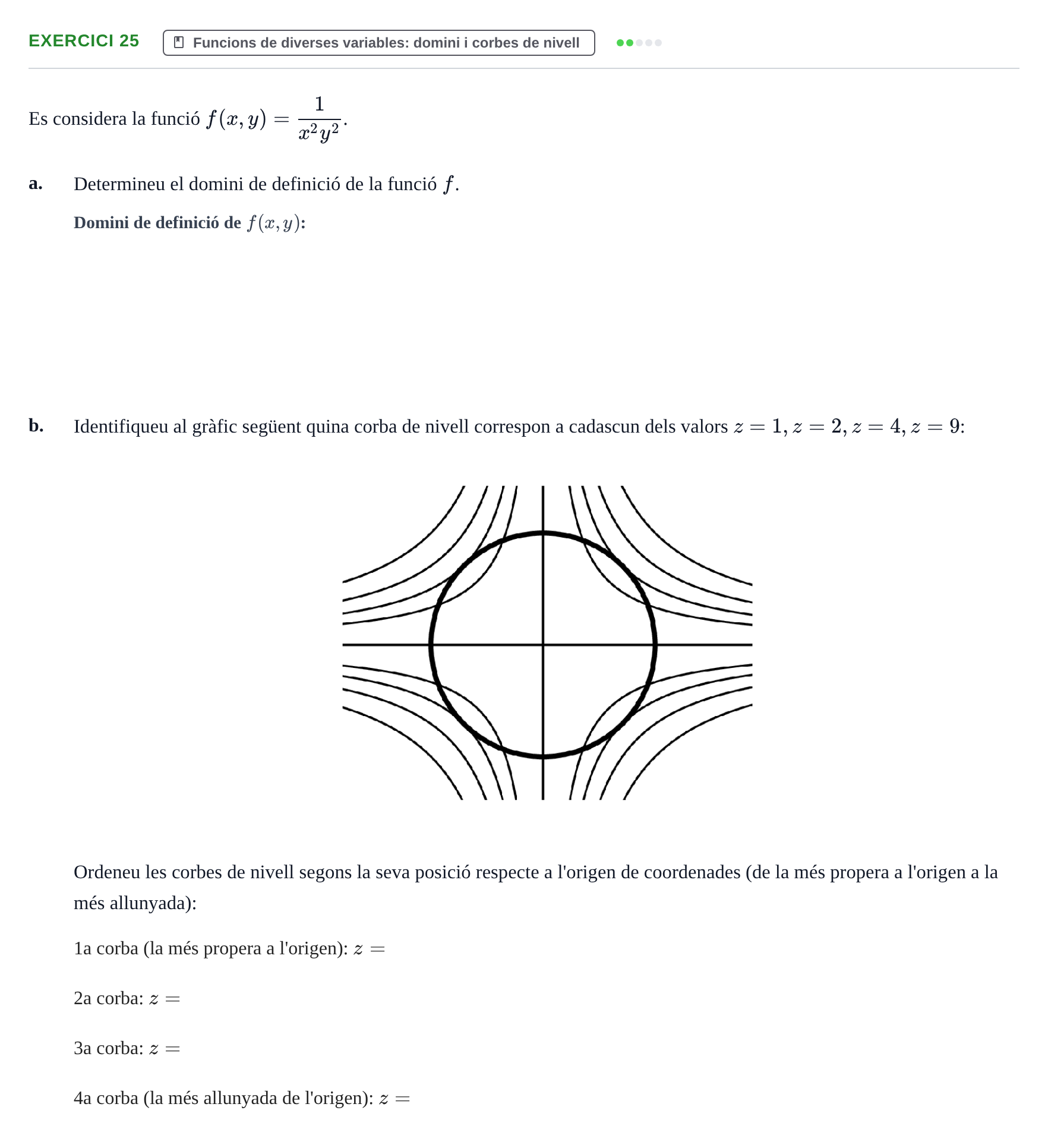 Enunciado: Ejercicio 25 - Funcions de diverses variables: domini i cor… · Matemàtiques Ii UPF 2012