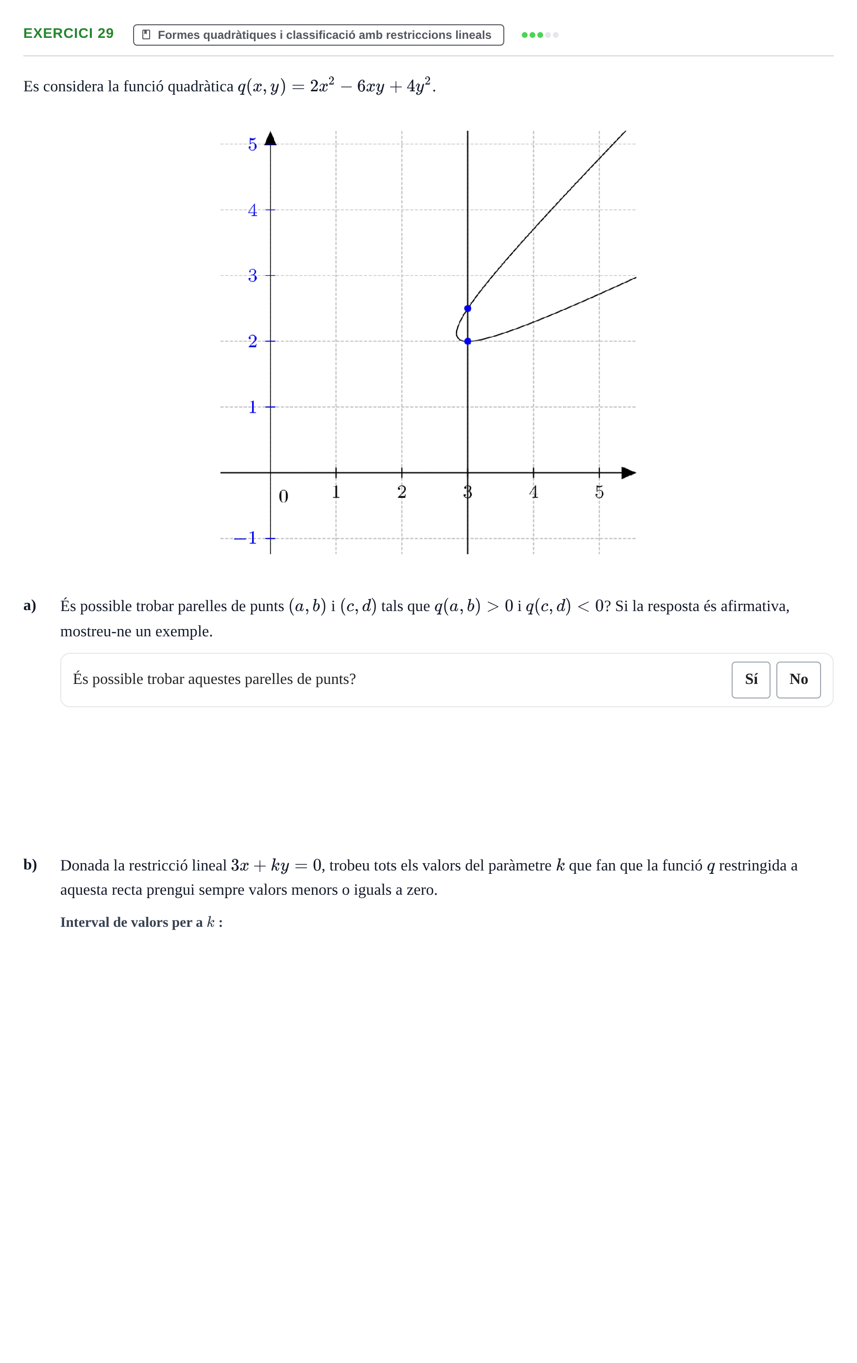 Enunciado: Ejercicio 29 - Formes quadràtiques i classificació amb rest… · Matemàtiques Ii UPF 2012
