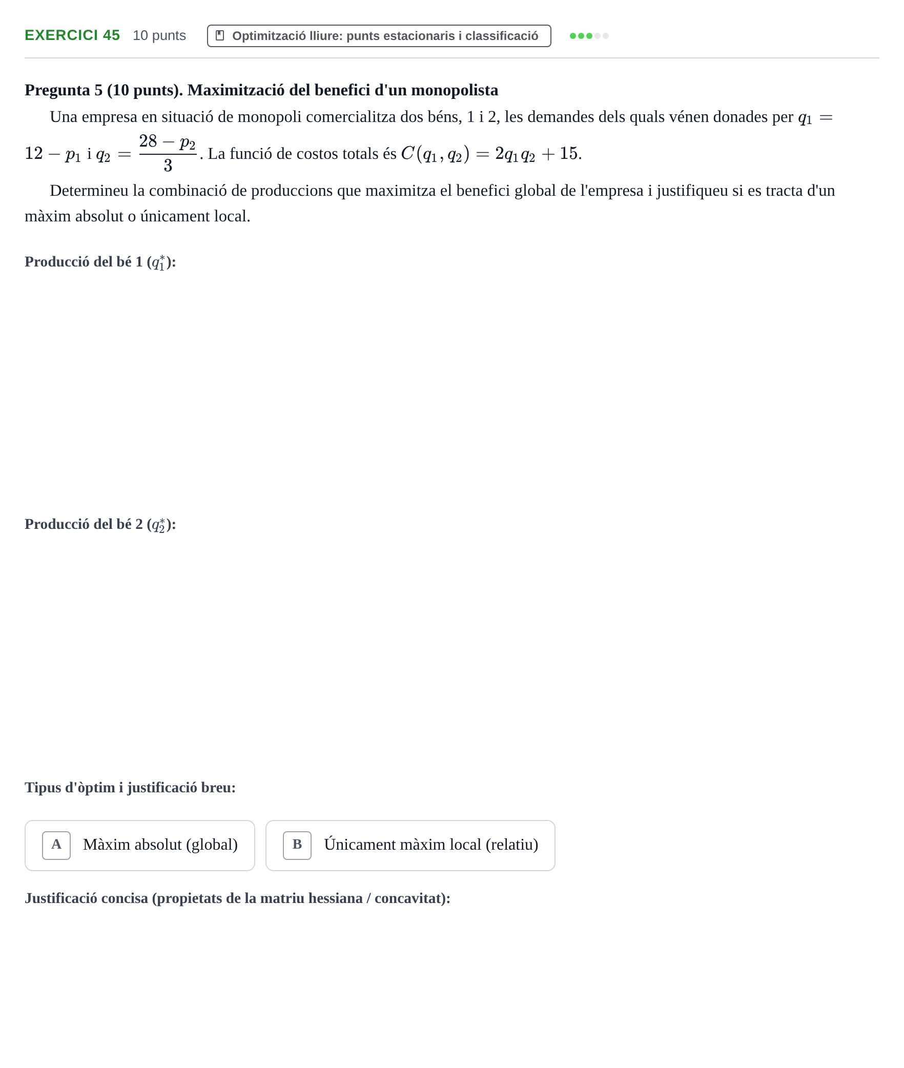 Enunciado: Problema 45 · Matemàtiques Ii UPF 2012