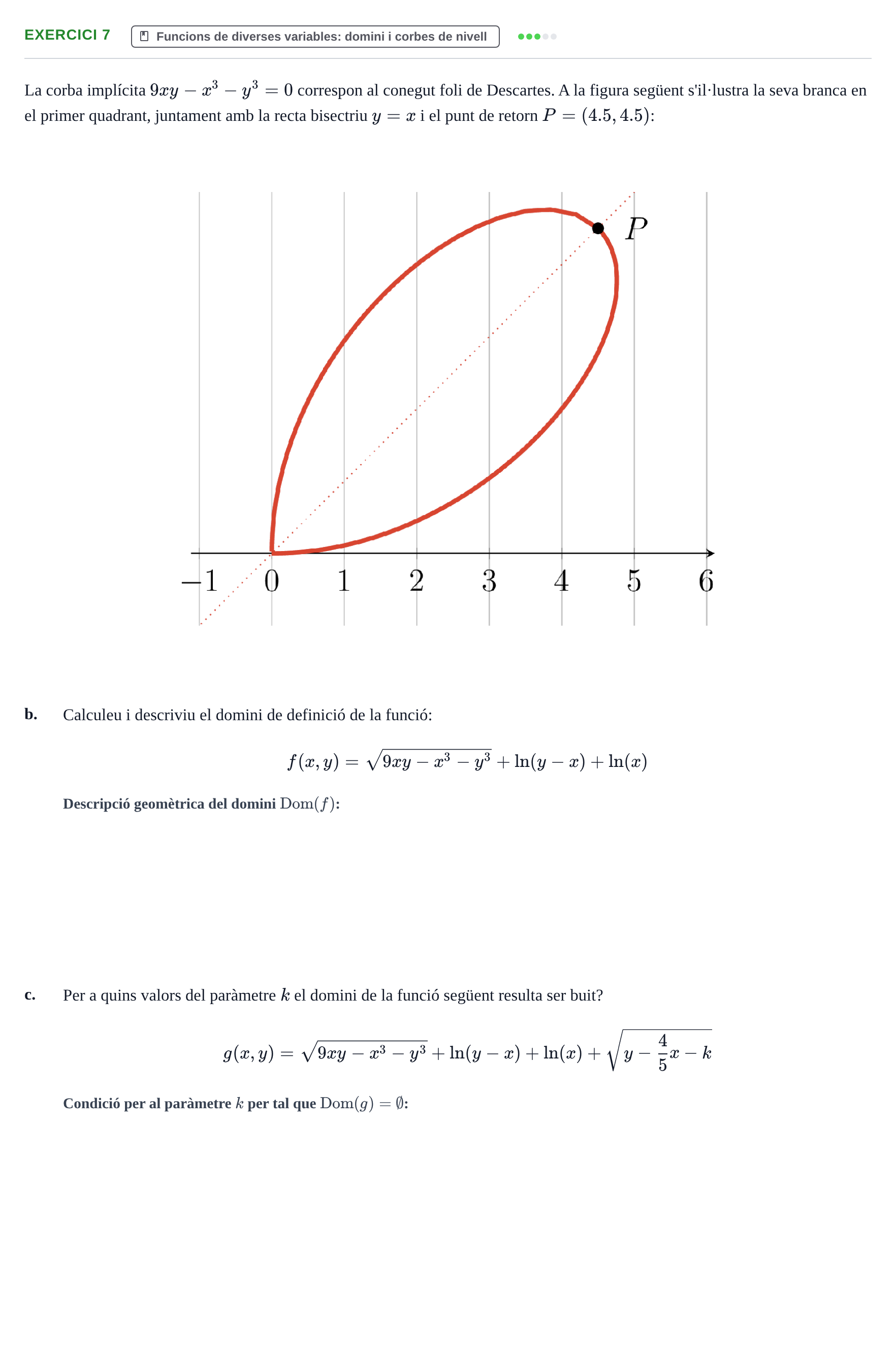 Enunciado: Ejercicio 7 - Funcions de diverses variables: domini i corb… · Matemàtiques Ii UPF 2012