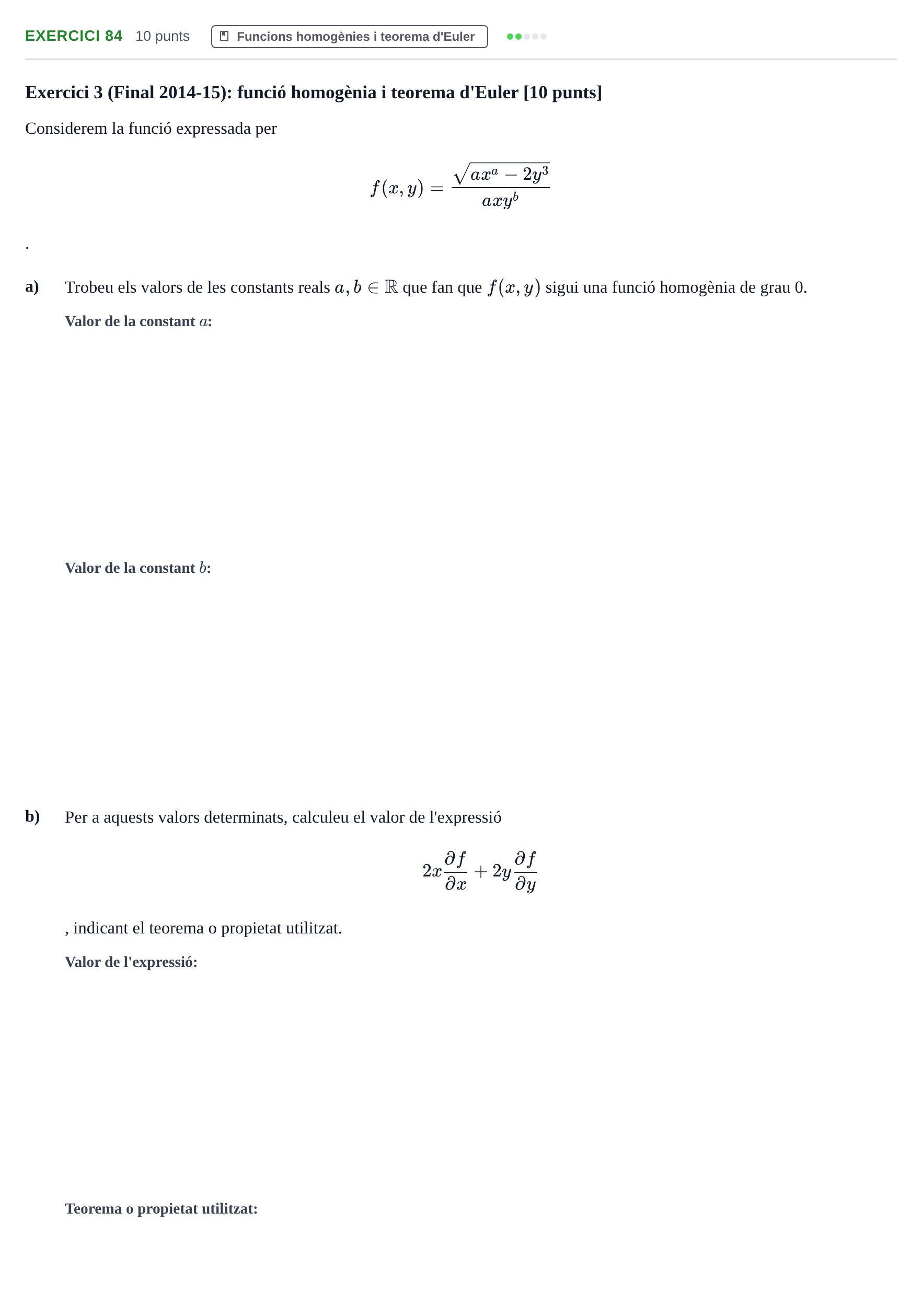 Enunciado: Problema 84 · Matemàtiques Ii UPF 2012