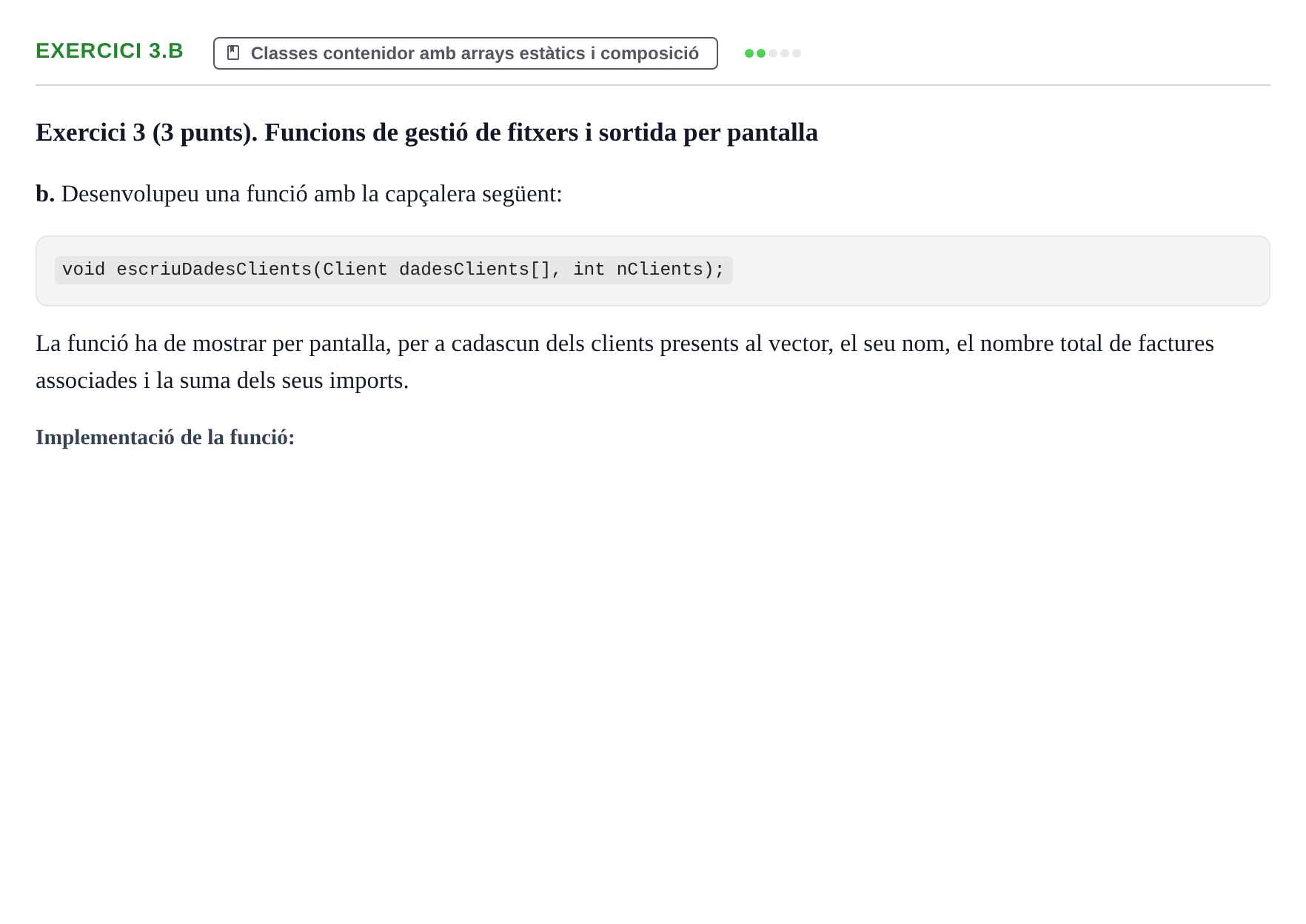 Enunciado: Exercici 3.b - Classes contenidor amb arrays està… · Metodologia de la Programació UAB 2017