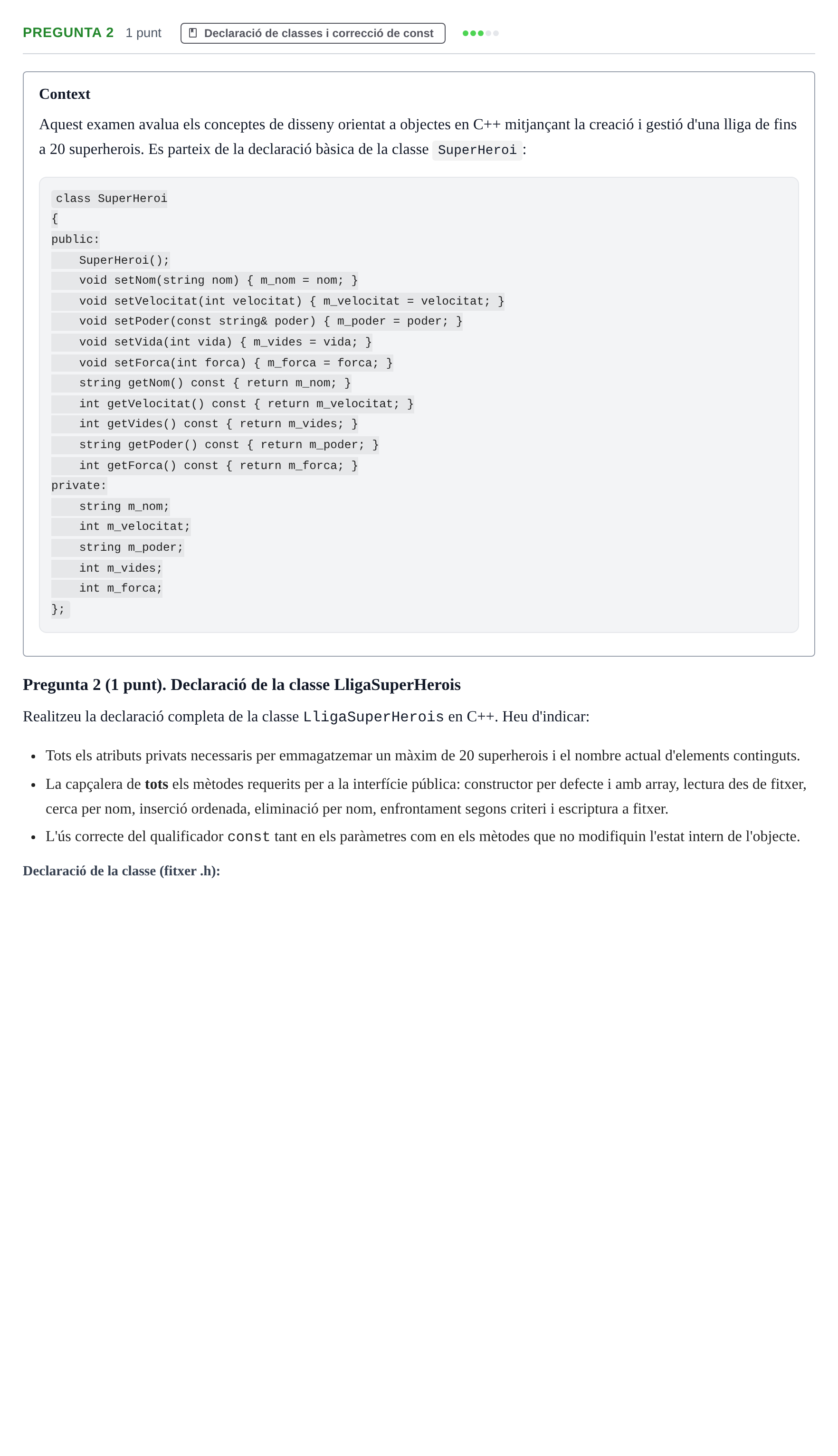 Enunciado: Pregunta 2 · Metodologia de la Programació UAB 2018