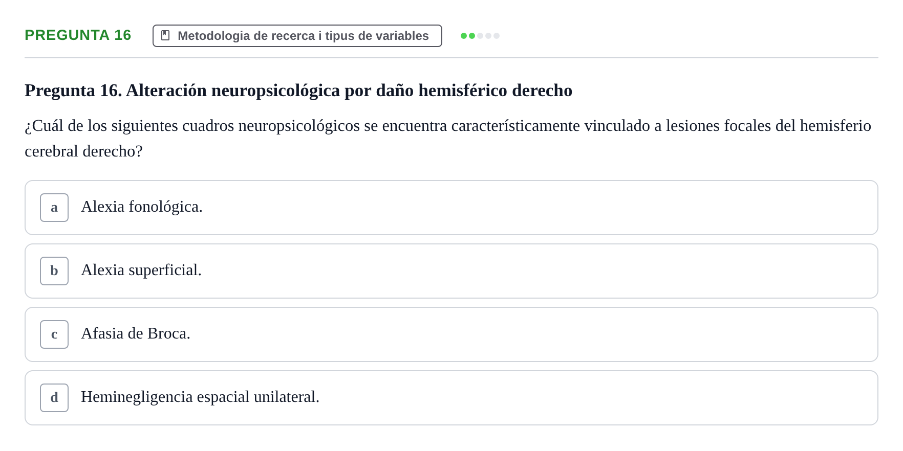 Enunciado: Pregunta 16