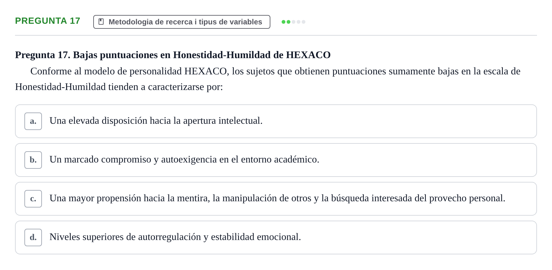 Enunciado: Pregunta 17