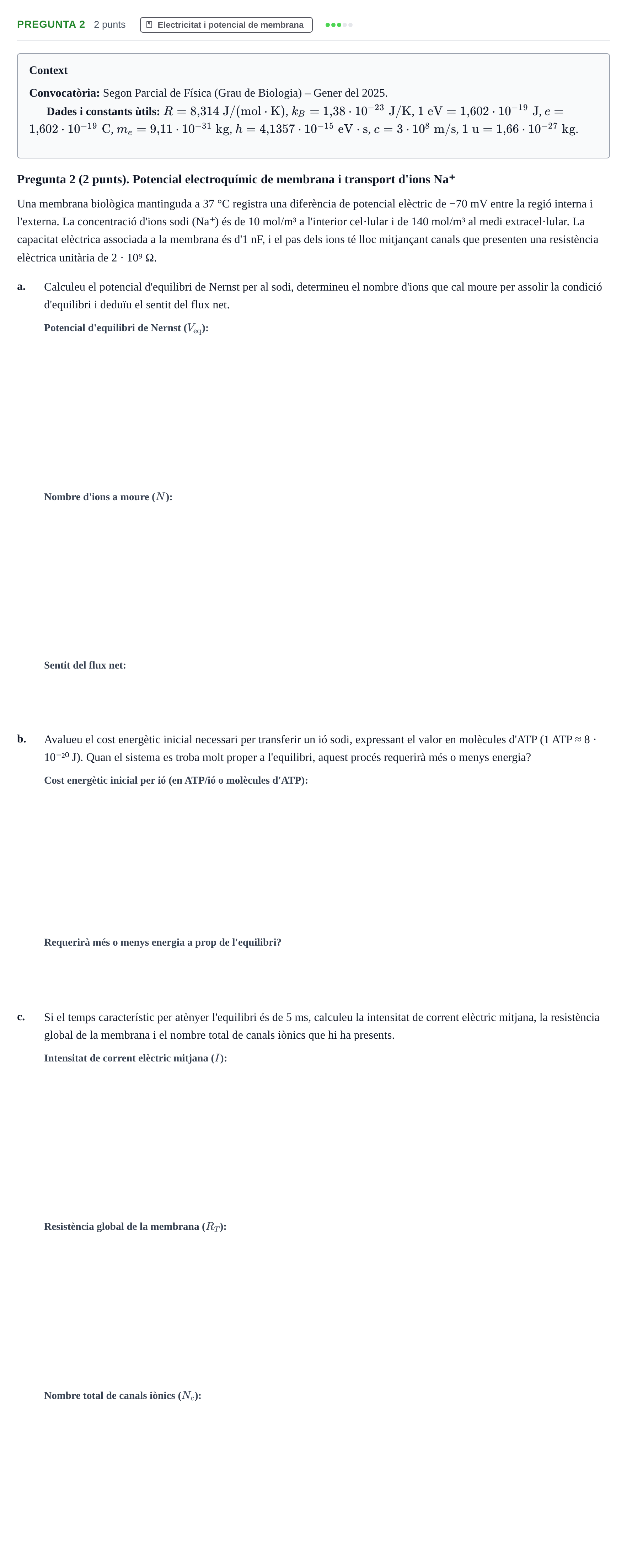 Enunciado: Pregunta 2 · Física UAB 2025