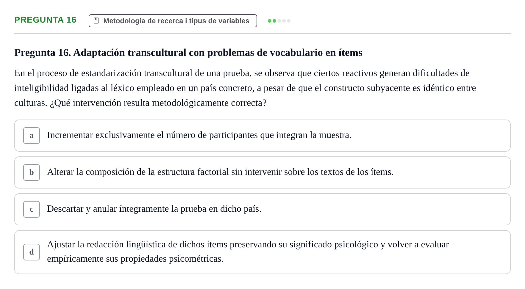 Enunciado: Pregunta 16
