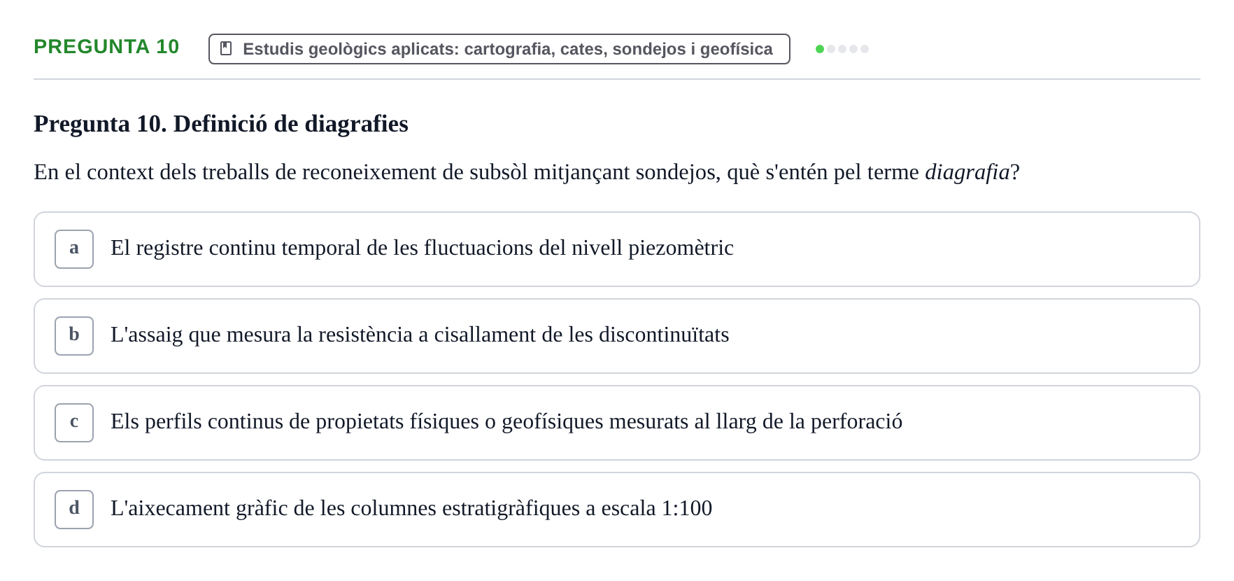 Enunciado: Pregunta 10 · Geología Aplicada UPC 2021