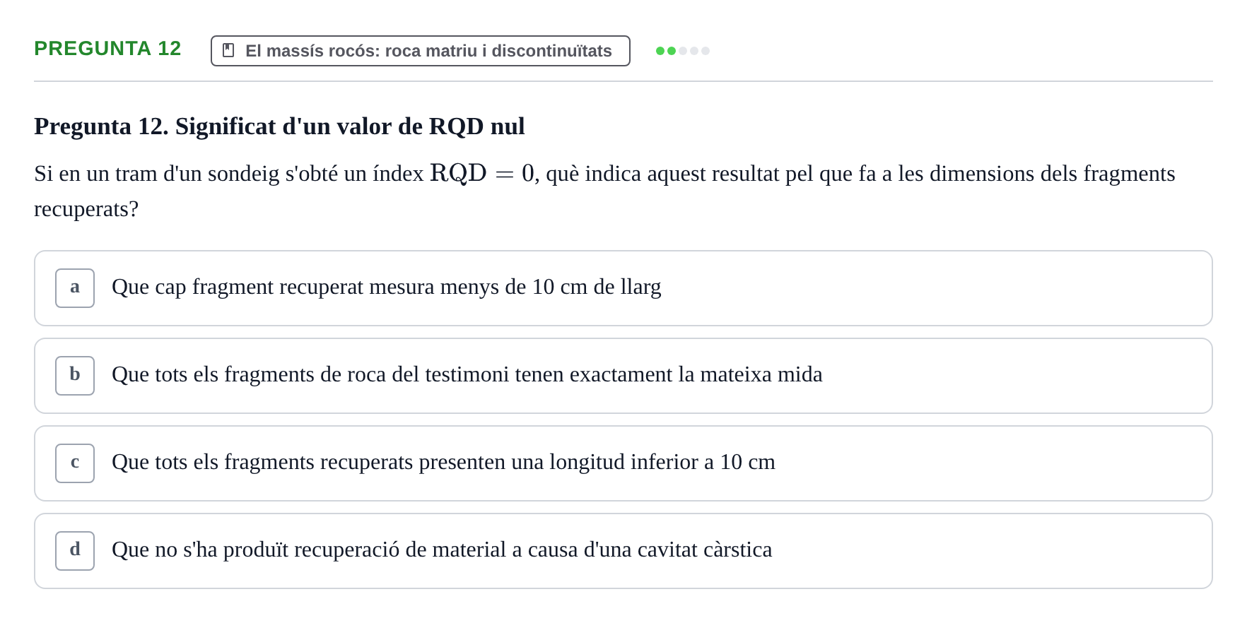 Enunciado: Pregunta 12 · Geología Aplicada UPC 2021