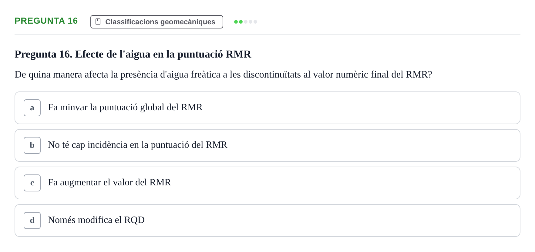 Enunciado: Pregunta 16 · Geología Aplicada UPC 2021