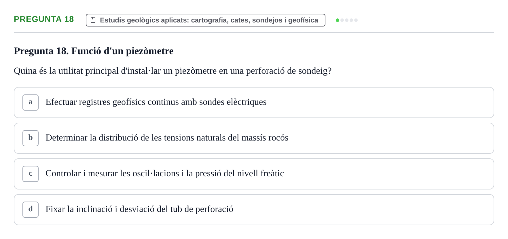 Enunciado: Pregunta 18 · Geología Aplicada UPC 2021