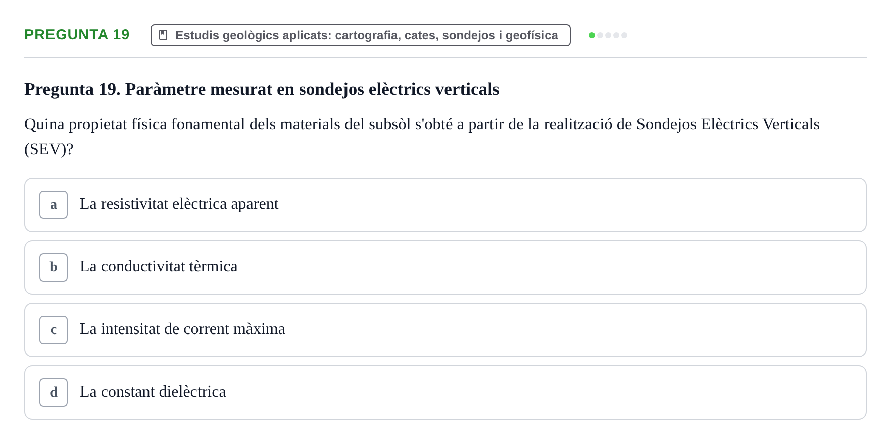 Enunciado: Pregunta 19 · Geología Aplicada UPC 2021