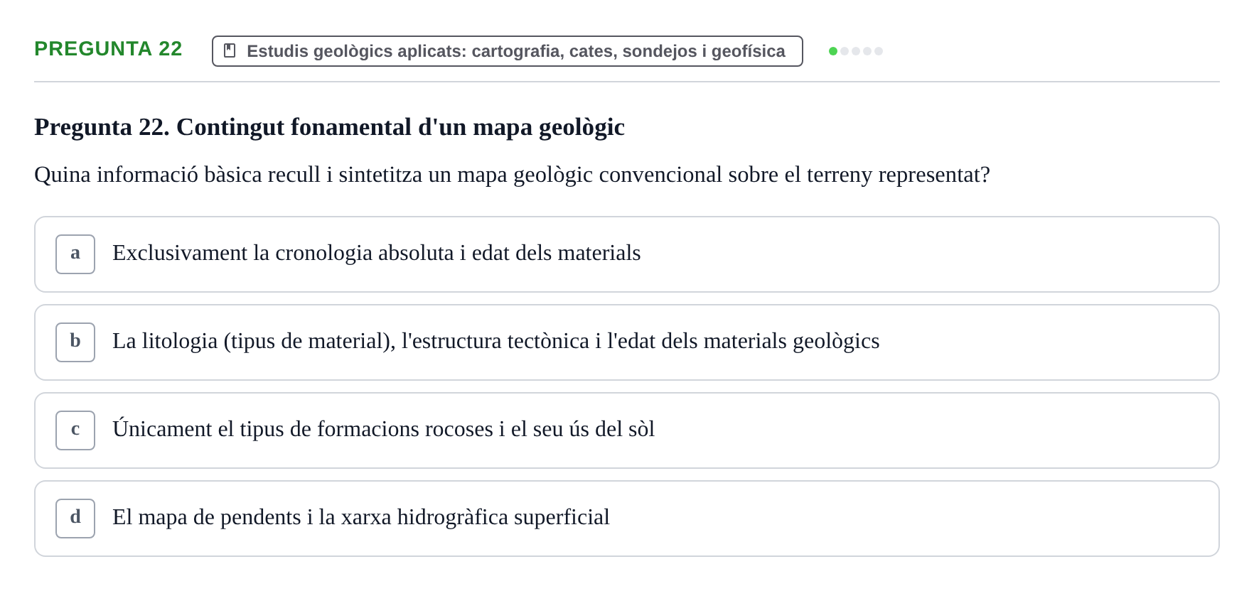 Enunciado: Pregunta 22 · Geología Aplicada UPC 2021