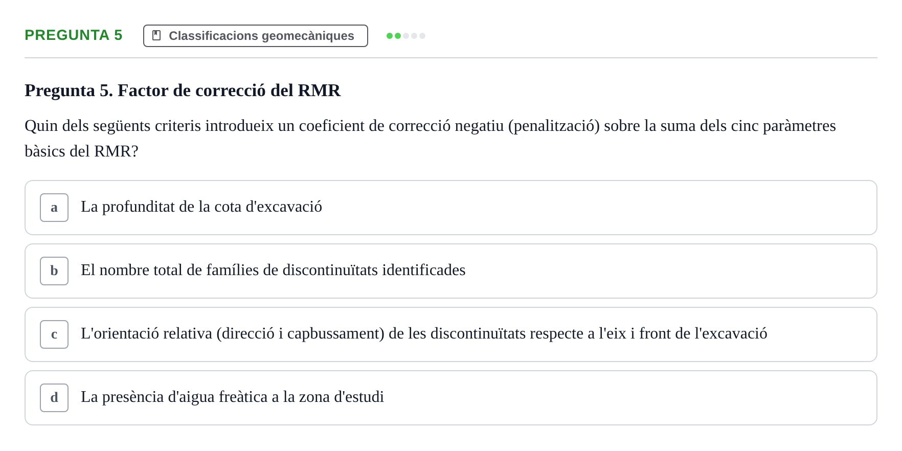Enunciado: Pregunta 5 · Geología Aplicada UPC 2021