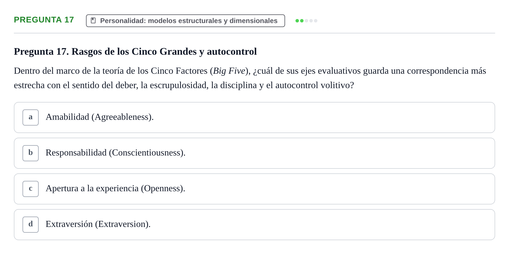 Enunciado: Pregunta 17
